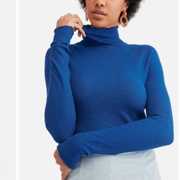 Free People Tops - Free People Skyline Thermal Top Deep Sea Blue Size Medium